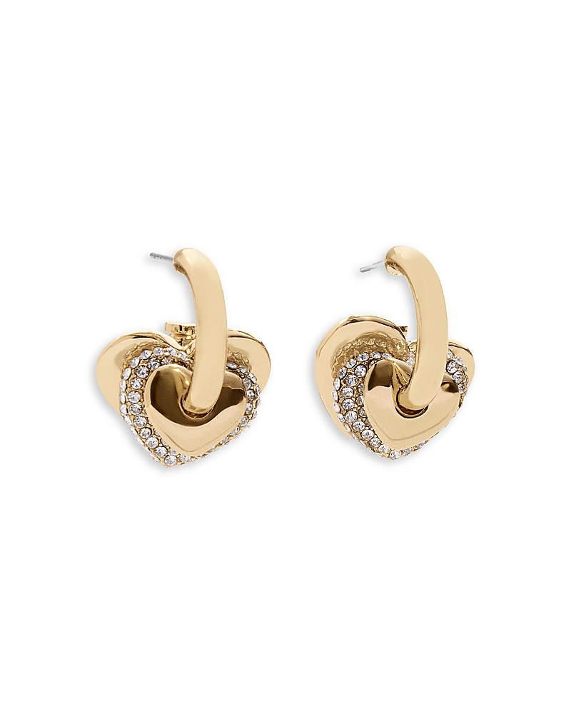 Baublebar Alexia Pave Double Heart Dangle Huggie Hoop Earrings In Gold