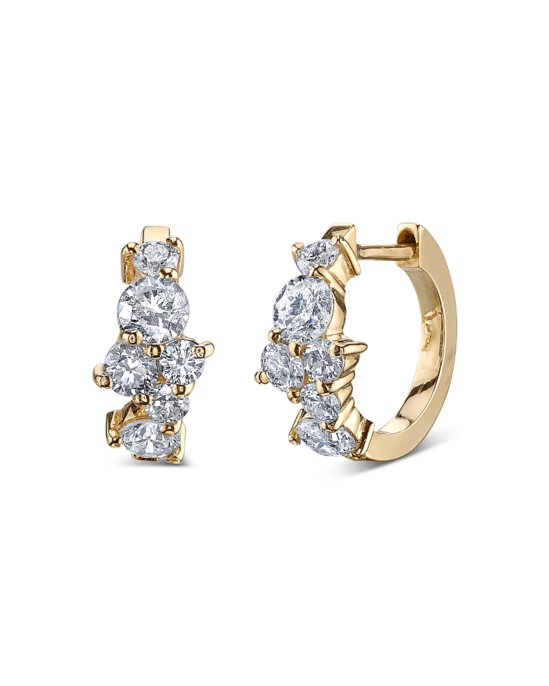 Sydney Evan 14k Yellow Gold Cocktail Huggie Hoop Earrings With Diamonds In Gold
