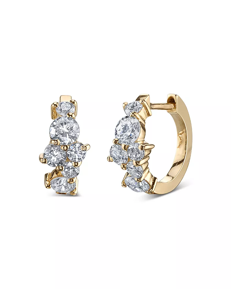 Sydney Evan 14K Yellow Gold Cocktail Huggie Hoop Earrings with Diamonds