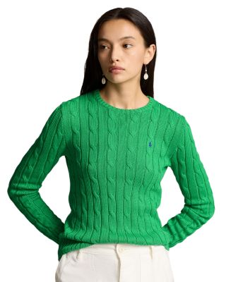 Cable Knit Cotton Crewneck Sweater