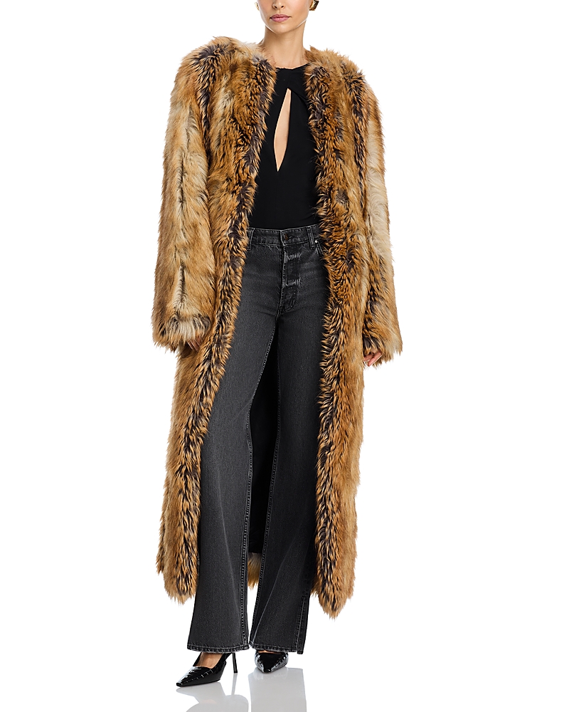 The Andamane Taylor Faux Fur Coat In Rust