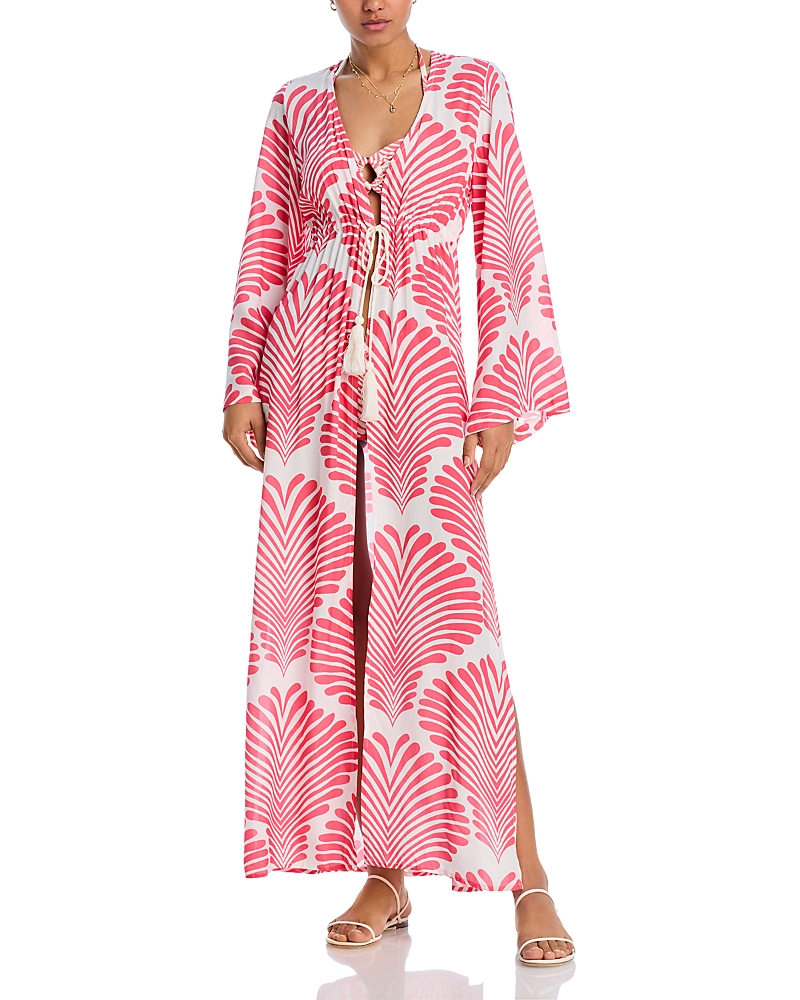 Palmacea Ruby Palm Printed Cover Up Robe In Agatha