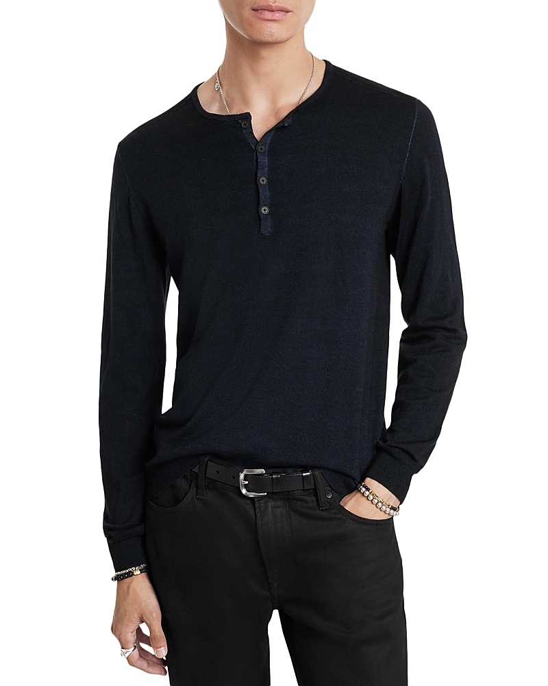John Varvatos Eren Regular Fit Wool Blend Henley Tee