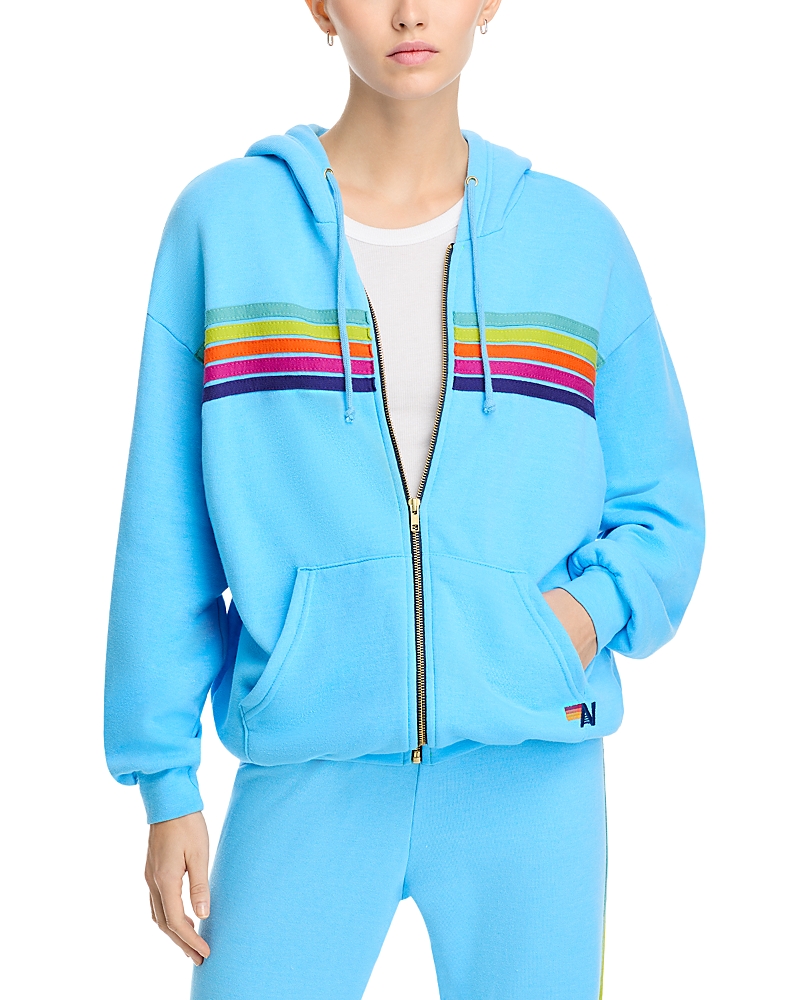 Aviator Nation Rainbow Stripe Hoodie In Sky Rainbow