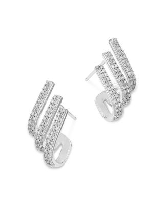 14K White Gold Diamond Front to Back Earrings, 0.45 tcw