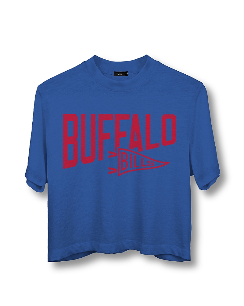 Junk Food Clothing Women's Nfl Buffalo Bills Dual Threat Mock Neck Crop Tee In Liberty