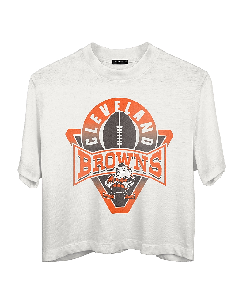 Junk Food Clothing Women's Nfl Cleveland Browns Mock Neck Crop Tee In White