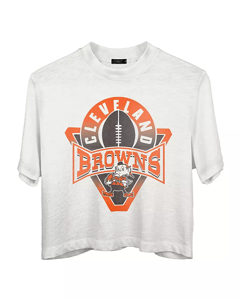 Junk Food Clothing Women's Nfl Cleveland Browns Mock Neck Crop Tee