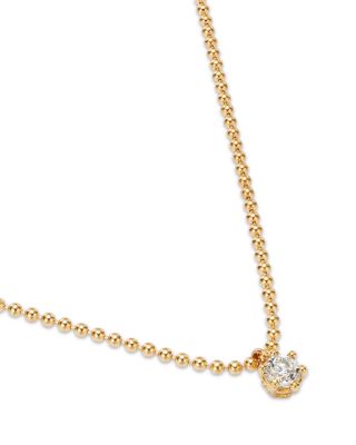 14K Yellow Gold Diamond Solitaire Necklace, 16"