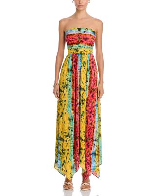 Printed Strapless Midi Dress - Exclusive
