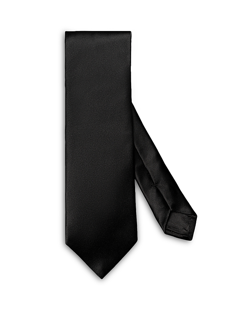 Eton Solid Satin Silk Tie In Black