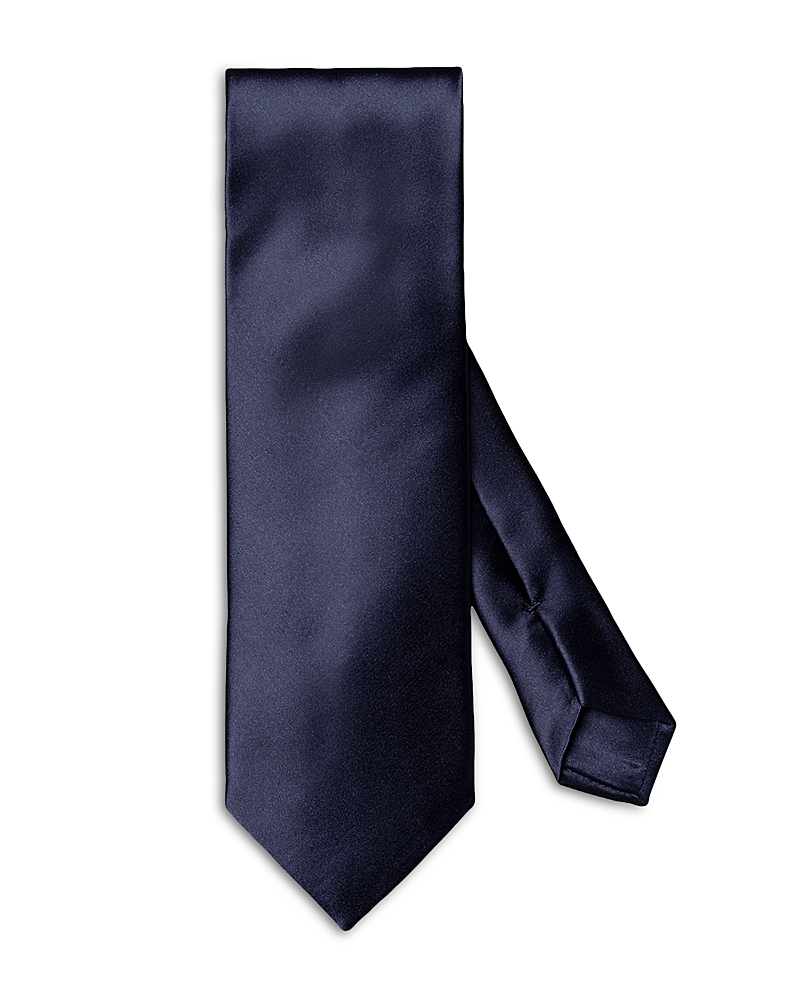 Eton Solid Satin Silk Tie In Navy