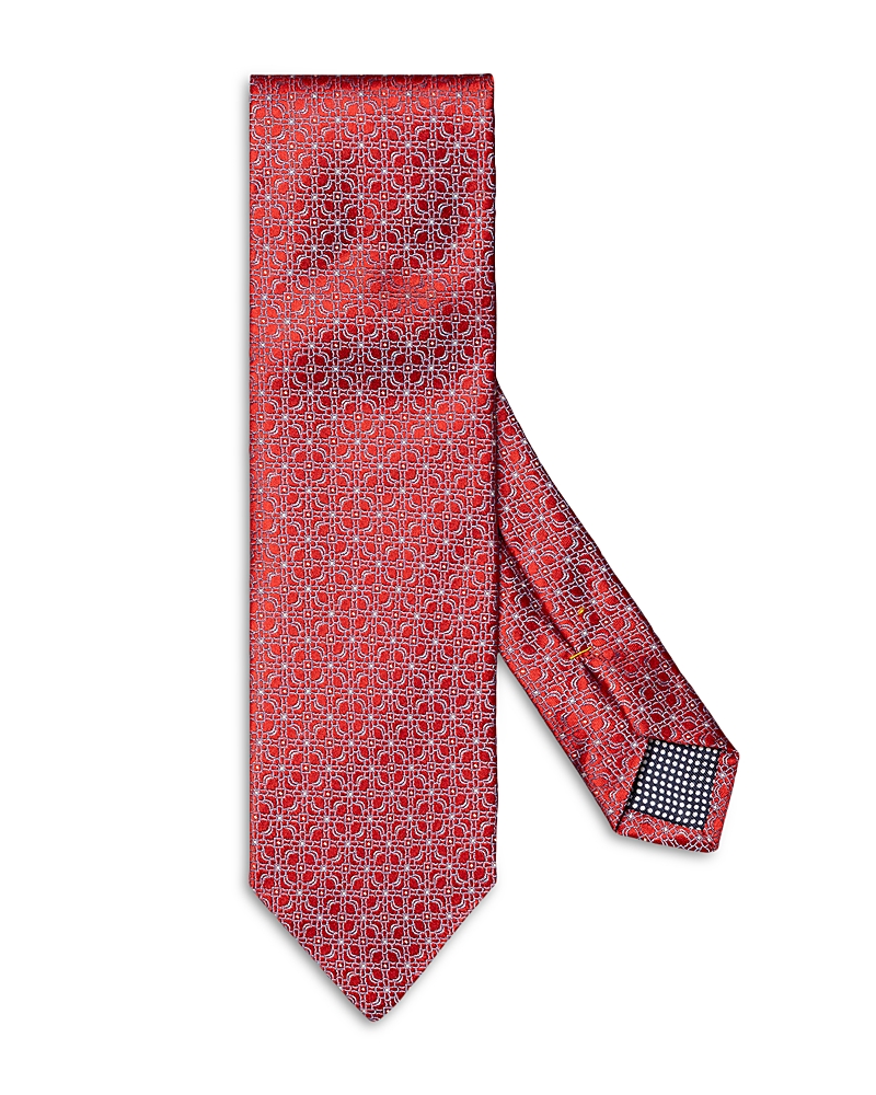 Eton Mens Red Geometric-pattern Silk Tie In Red