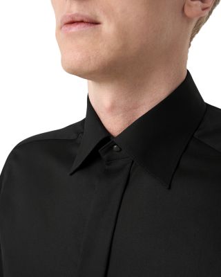 Slim Fit Twill Fly Front Formal Shirt