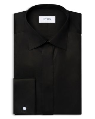 Slim Fit Twill Fly Front Formal Shirt