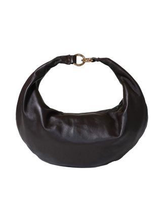 Hyer Goods Mini Leather Convertible Hobo Crescent Ring Bag In Dark Chocolate