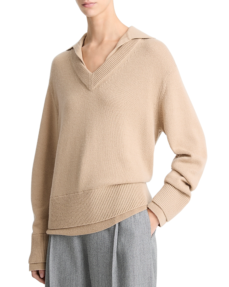 VINCE COLLARED LAYERED SWEATER