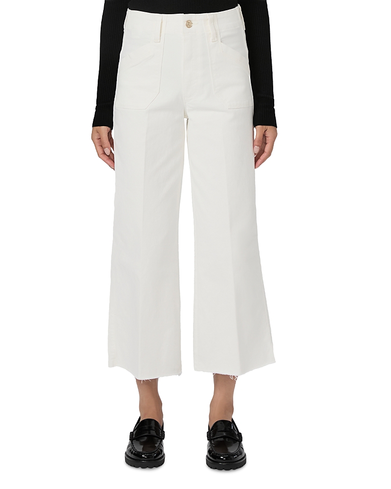 Shop Paige Petites Anessa High Rise Wide Leg Jeans In Tonal Ecru