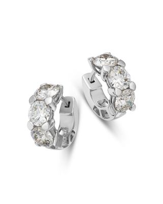 Bloomingdale's Fine Collection - Certified Lab Grown Diamond Huggie Hoop Earrings in 18K White Gold, 5.0 ct. t.w.