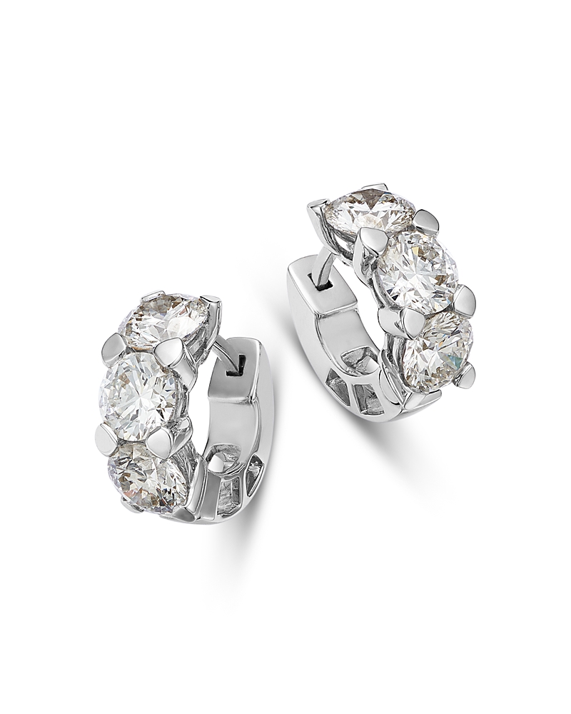Bloomingdale's Fine Collection Certified Lab Grown Diamond Huggie Hoop Earrings in 18K White Gold, 5.0 tcw