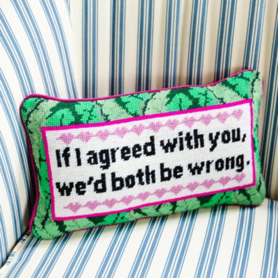 Both Be Wrong Needlepoint Pillow, 15&amp;quot; x 9&amp;quot;