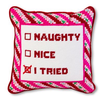 Furbish Studio I Tried Needlepoint Pillow, 11 x 11