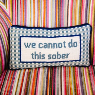 Sober Needlepoint Pillow, 14&amp;quot; x 8&amp;quot;