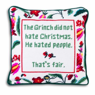 Furbish Studio The Grinch Needlepoint Pillow, 11 x 11