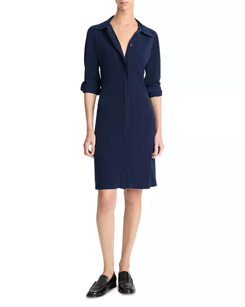 long sleeve polo collar dress