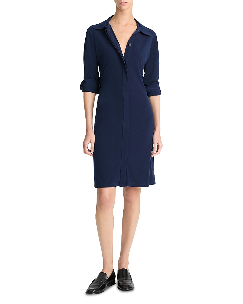 VINCE LONG SLEEVE POLO COLLAR DRESS