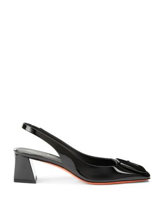  Women's Patent Leather Mid-Heel Slingback Pumps