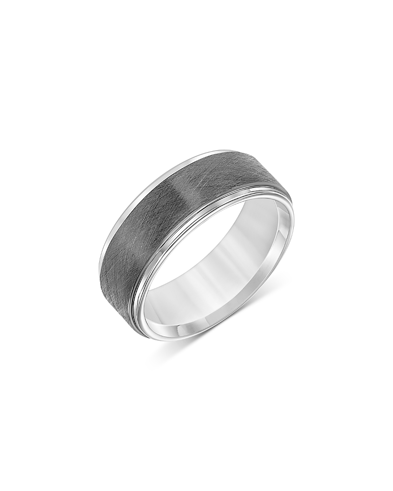 Bloomingdale's Fine Collection Men's Step-edge Band Ring In Tungsten In Gray/silver