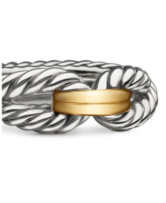 Cable Loop Band Ring in Sterling Silver with 18K Yellow Gold, 7mm