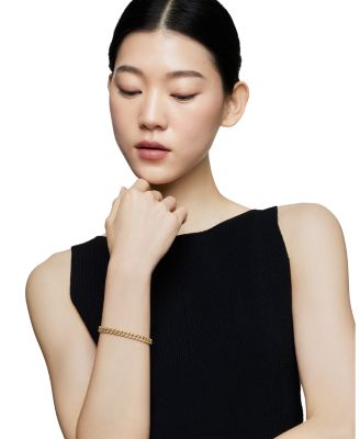 Curb Chain Bracelet in 18K Yellow Gold with Diamonds, 7mm