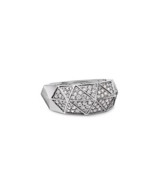 Men's Sterling Silver Faceted Diamond Pav&eacute; Ring