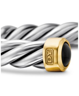 Men's Cable Cuff Bracelet in Sterling Silver & 18K Yellow Gold
