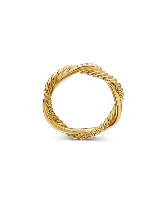 18K Yellow Gold Petite Infinity Twisted Ring with Diamonds