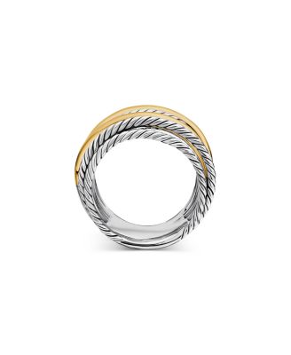 Sterling Silver & 18K Yellow Gold Crossover Wide Ring, 6