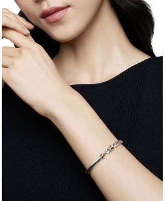 Buckle Classic Cable Bracelet in Sterling Silver with 18K Yellow Gold, 5mm