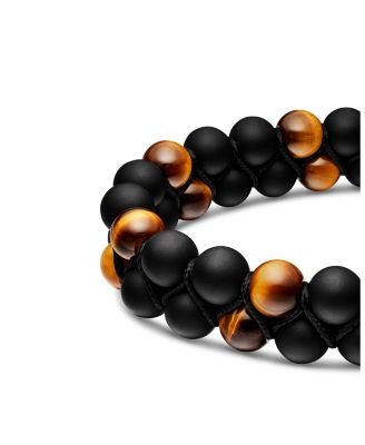 Men's Spiritual Beads Two-Row Bracelet with Black Onyx & Tiger's Eye