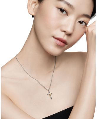Cable Collectibles X Cross Necklace with Diamonds and 14K Gold