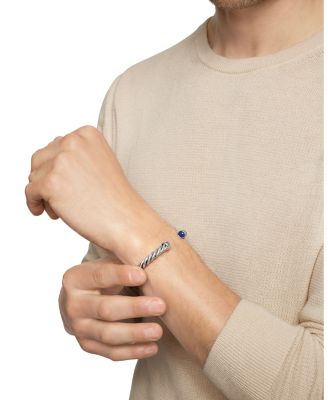 Men&#39;s Cable Classic Cuff Bracelet with Lapis Lazuli, 6mm