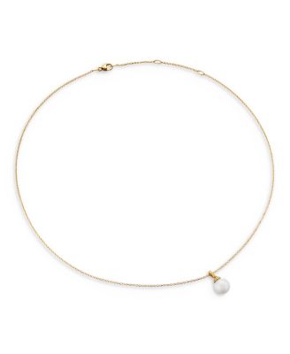 18K Yellow Gold Solari Pendant Necklace with Cultured Freshwater Pearl & Diamonds, 18"