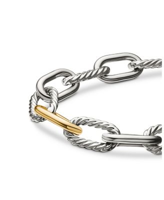 DY Madison&reg; Chain Bracelet in Sterling Silver with 18K Yellow Gold, 11mm