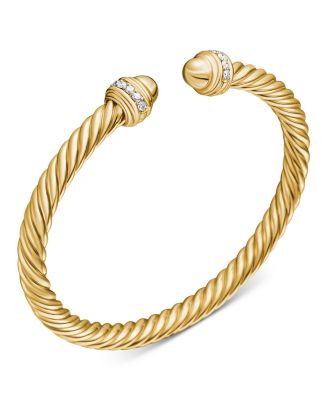 Classic Cablespira&reg; Bracelet in 18K Yellow Gold with Gold Domes and Diamonds, 5mm