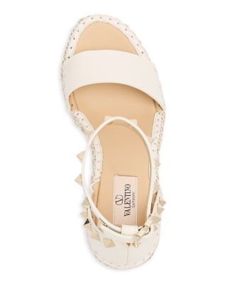 Women's Double Rockstud Ankle-Strap Espadrille Wedge Sandals