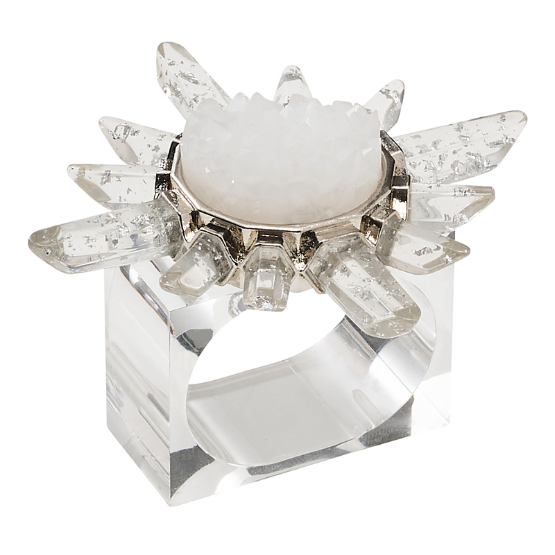 Kim Seybert Coronet Napkin Ring, Set Of 4 In Silver/ Crystal