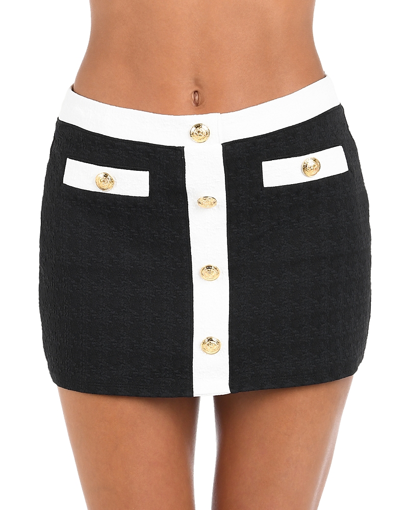 L'agence Coco Colorblock High-waist Mini Skirt In Black In Black