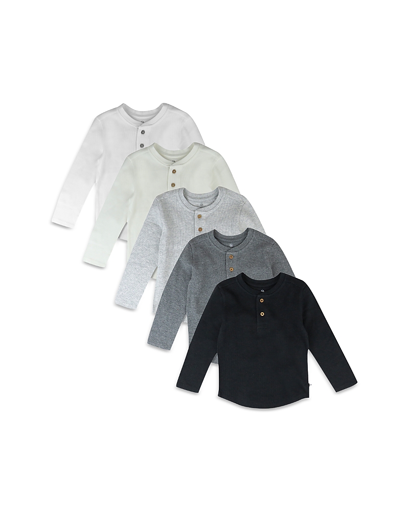 HONEST BABY UNISEX LONG SLEEVE WAFFLE HENLEY SHIRT, PACK OF 5 - BABY