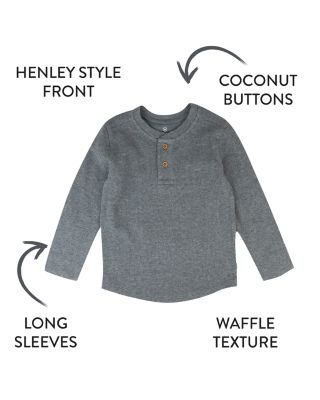 Unisex Long Sleeve Waffle Henley Shirt, Pack of 5 - Baby